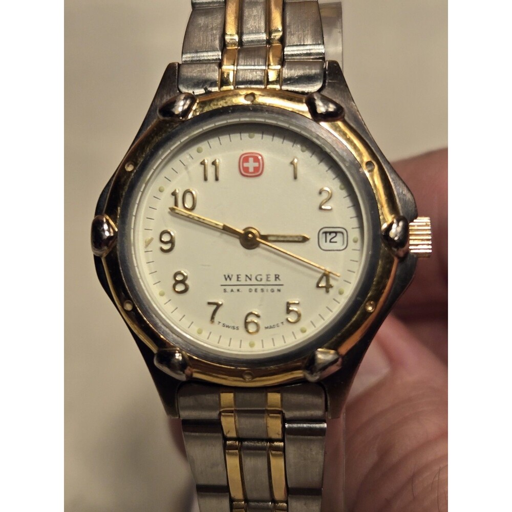Wenger SAK Design Ladies' Watch 30mm Two Tone Bracelet Date New Battery 8" Band